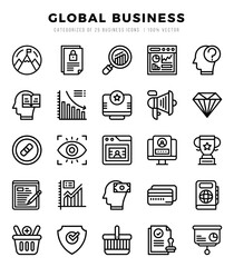 Set of Global Business icons. Vector Illustration.