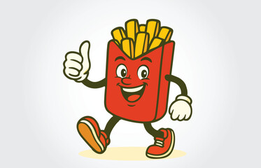 Happy French Fries Boy Cartoon Mascot with Thumbs Up