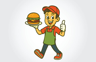 Happy Pizza Boy Cartoon Mascot with Thumbs Up