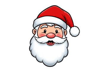 Isolated Cheerful Cartoon Santa Claus Head with Classic Red Hat