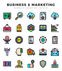 Business & Marketing. Lineal Color icons Pack. vector illustration.