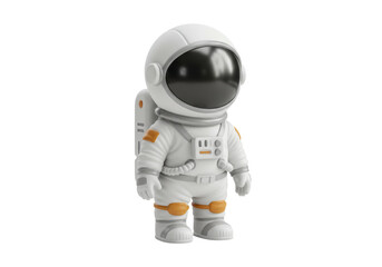 Isolated Cartoon Astronaut Standing in White Spacesuit