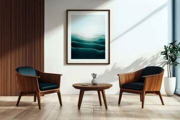 Modern living room interior featuring a stylish armchair and table.