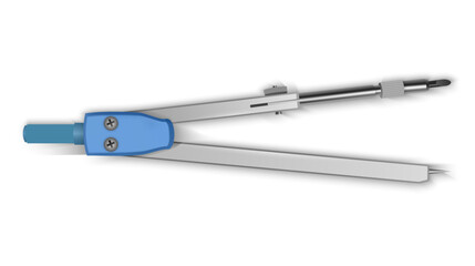 A close-up shot of a compass on a white background  compass for drawing 