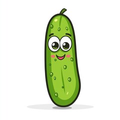 Cute cartoon pickle with large eyes and a smile