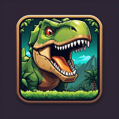 Pixel Art Dinosaur Icon with Retro Gaming Style
