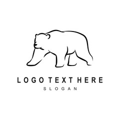 Line drawing of a walking polar bear for logo design