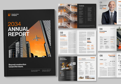 Annual Report Template with Construction Industry Theme