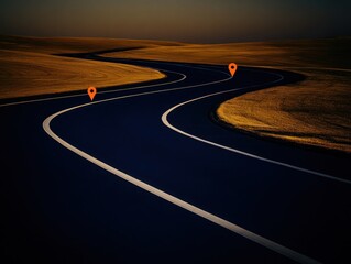 Naklejka premium Winding road at sunset (2)