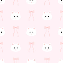 seamless pattern with cat and bow