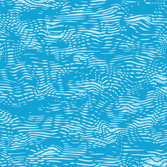 Reticulated texture of lines and moire effect. Crossing ripples linear background with stabilized filling of intersecting blue wavy lines. Vector overlay pattern