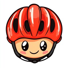 Fototapeta premium Cartoon character wearing a red bicycle helmet