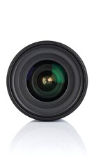 Black Camera Lens on White Background