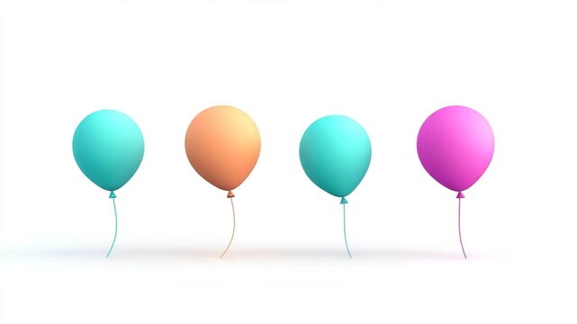 Four colorful balloons floating against a plain white background, creating a festive atmosphere