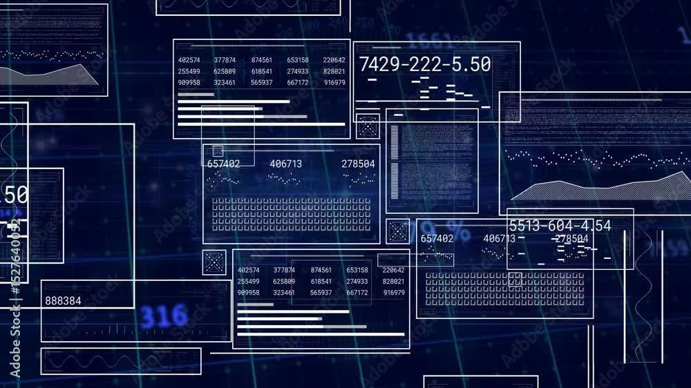 Poster scene showing panel outline appearing fading as data panels filling shifting, presenting analytics