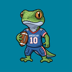 Obraz premium Playful cartoon Alligator dressed as American football player with jersey