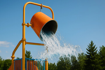 Giant Tipping Bucket Splash at the Water Park