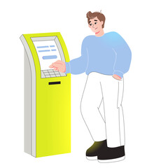 Man using ATM for banking transaction