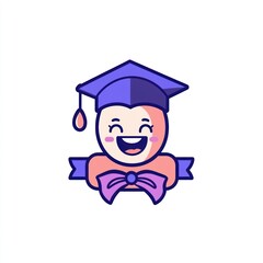 Cartoon graduation character with a happy expression