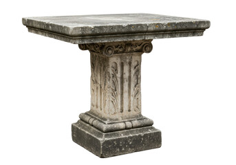 Fototapeta premium Isolated Weathered Stone Garden Table Pedestal