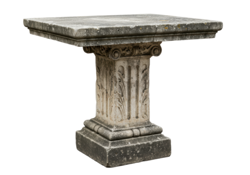 Isolated Weathered Stone Garden Table Pedestal