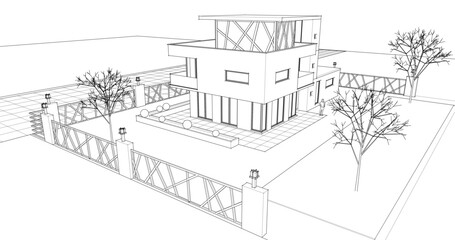 Obraz premium modern modular house 3d illustration