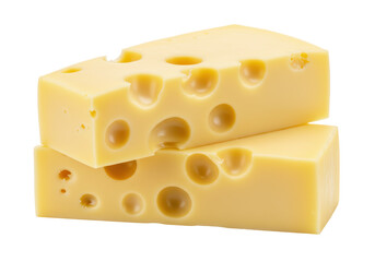 Isolated Stack of Swiss Cheese Pieces