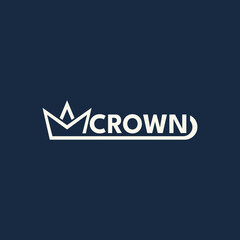 A sleek geometric crown logo in monochrome, designed with clean lines and sharp angles, placed against a dark background