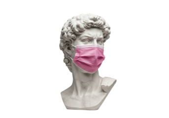 Isolated Bust of David Wearing Face Mask
