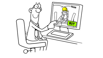 Smiling Man Buys Online Pain Relief Solution