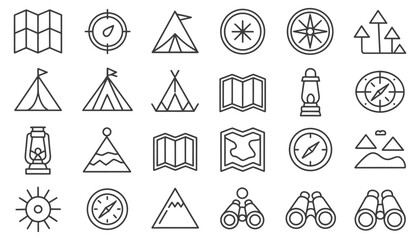 Vector travel and business icons set for web design