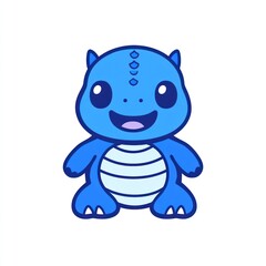 Cute cartoon blue dragon