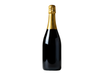 Isolated Dark Champagne Bottle with Golden Foil