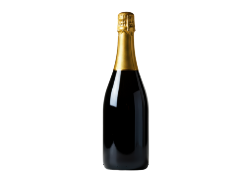 Isolated Dark Champagne Bottle with Golden Foil - Powered by Adobe