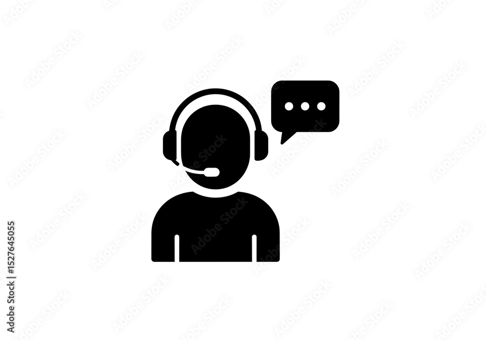 Poster isolated customer service representative icon with headset and speech bubble