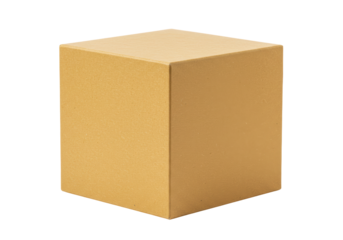 Isolated Simple Brown Cardboard Cube