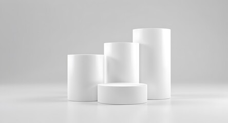 Minimalist White Cylindrical Display Stand Product Showcase and Presentation