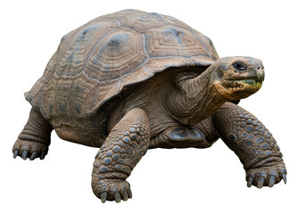 Isolated Galapagos Giant Tortoise Walking Front View