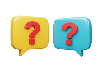 Isolated 3D Speech Bubbles with Question Marks Glossy