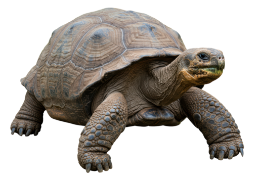 Isolated Galapagos Giant Tortoise Walking Front View