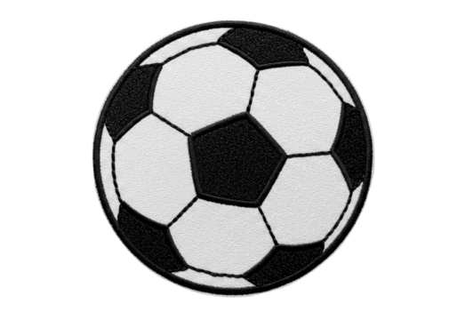Isolated Classic Soccer Ball Embroidered Patch Design - Powered by Adobe