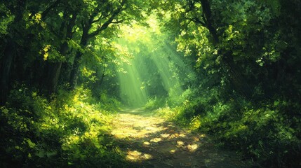 Fototapeta premium Sunlit Forest Path
