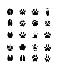 Fototapeta premium Animal foot print icon and silhouette