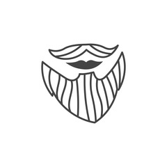 Man Beard with Smile Icon. Hand drawn sketch male barbershop symbol. Fathers day sign wih mustache and lips. Vector illustration