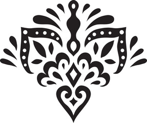 Artistic hand drawn ethnic vector print. Symmetric Moroccan decorative element for printing on T-Shirt, mug or other souvenir. Boho style decoration. Black silhouette pattern on white background.