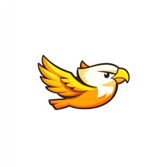 Cartoon eagle in flight.  Bright colors, stylized