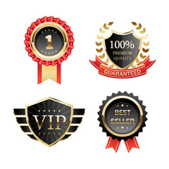 Elegant badge for product, number 1, 100% premium quality guaranteed, vip membership and best seller