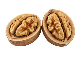 Isolated Two Halved Walnuts