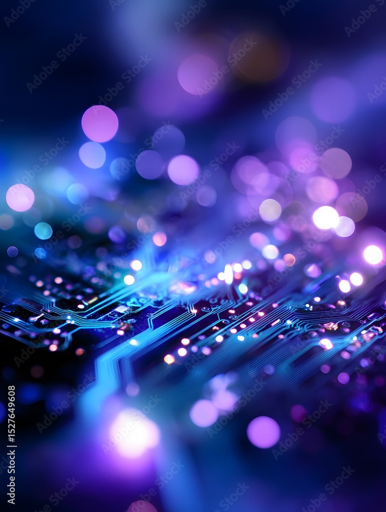 Poster exploring digital innovation in technology abstract circuitry visual art futuristic environment clos