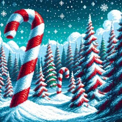 Candy Cane a winter landscape